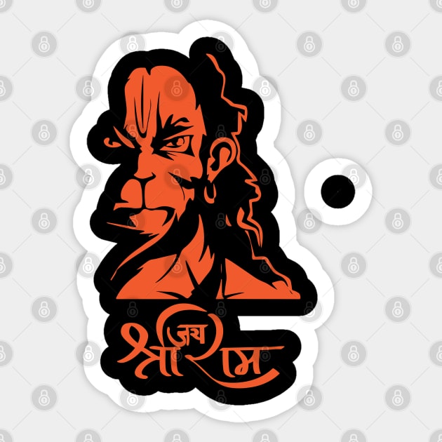 Hanuman Hindu God Jai Shri Ram Sticker by alltheprints